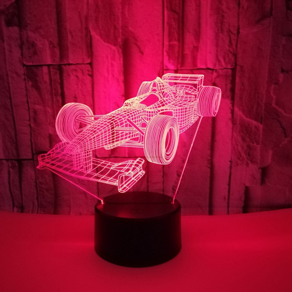 Racing nattlampa, 3D Illusion Led-lampa, 7 färger dimbar