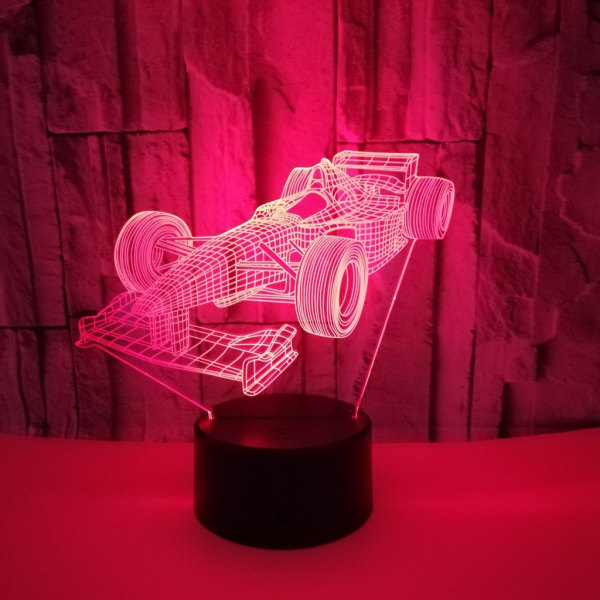 Racing Night Light, 3D Illusion LED-lampa, 7 färger dimbar