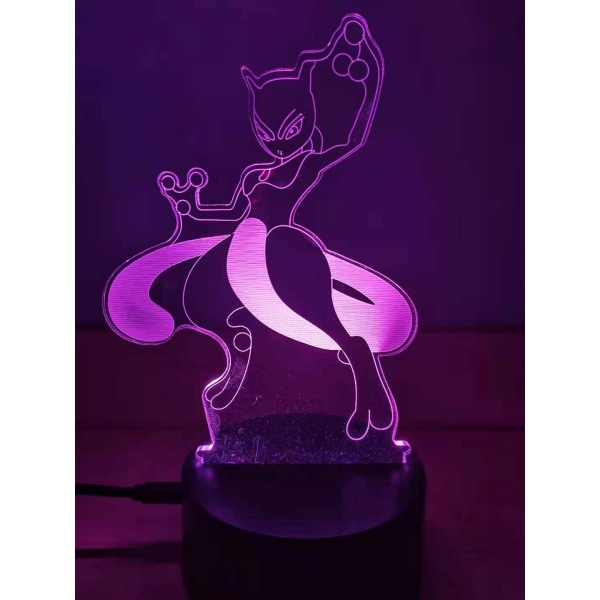 Tegneserie nattlys for kvinners bursdag - 7 fargeendrende 3D optisk illusjonslampe Jenter skrivebord LED berøringslampe