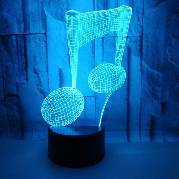 Musikknote 3D LED nattlys med 7 fargeendringer Musikknote Instrument Lampe Fest Hjem Decor LED Musikkelskende Bursdag Julgaver