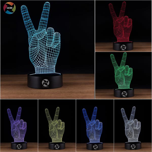 3D Optisk Illusjon Nattlys - 7 LED Fargeskiftende Lampe