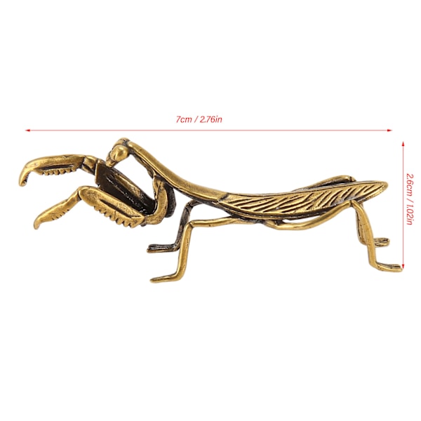 Kuparinen rukoileva mantis -koriste, antiikkinen mikrokaiverrettu pieni mantis -veistoskoriste