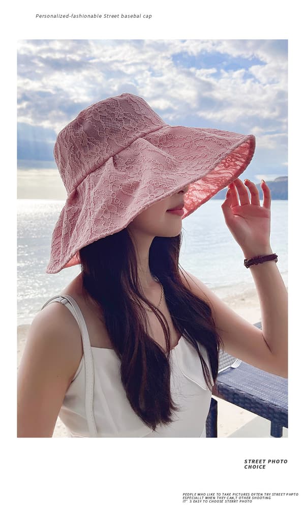 Dame Floppy Solhat UV Beskyttelse Foldbar Rul Op Strand H Pink