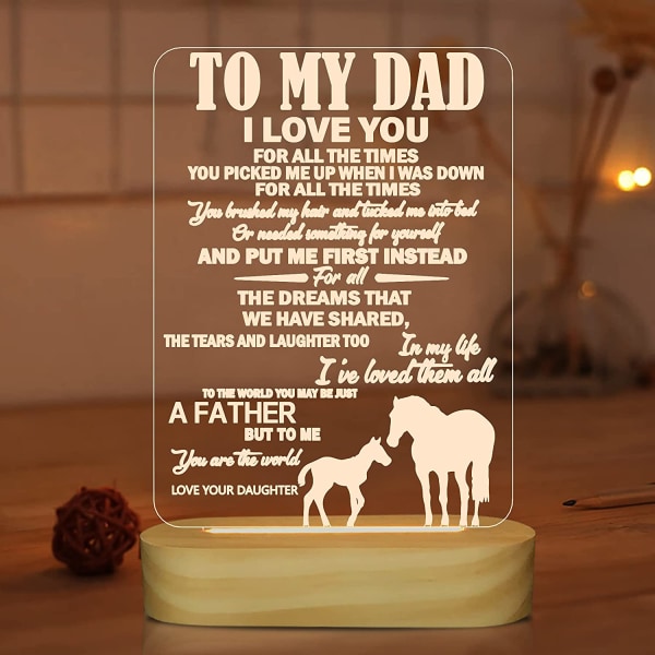 Till min pappa Gåvor från dotter, 3D nattlampa jag älskar dig pappa