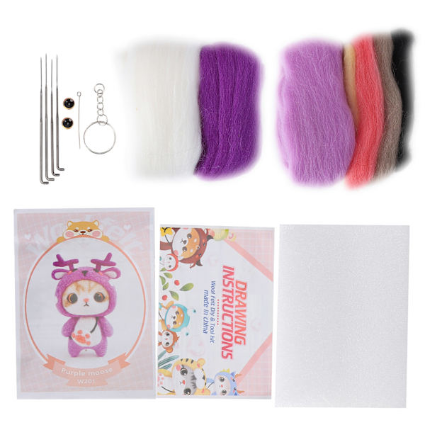 Nålfiltning Ull Kemisk Fiber Plyschdocka Tillverkning DIY Material Nål Handgjord Hantverk(201# Älg )