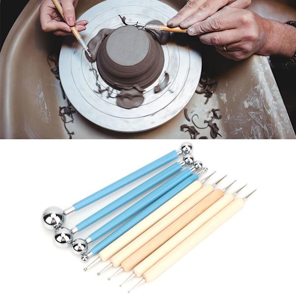 Træ Pottemager Ler Håndværk Skulptur Modellering Værktøjer DIY Udskåret Kunst Sæt (9stk)