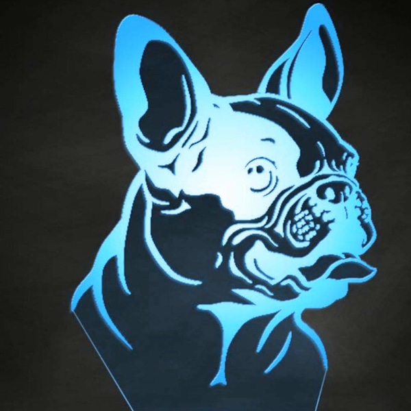 3D Fransk Bulldog Natlys LED Berøringskontakt Dekoration Bord Skrivebord Optisk Illusion Lamper 7 Farve Skiftende Lys LED Bordlampe Jul Hjem Kærlighed Fødselsdag