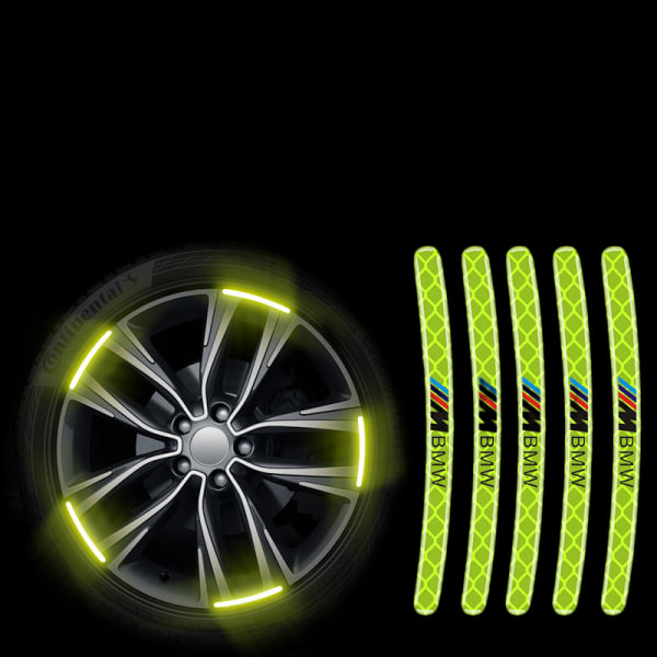 20 ark reflekterende klistermærker til bilhjul, sikkerhedslysende reflekterende strimler - BMW M (sæt)