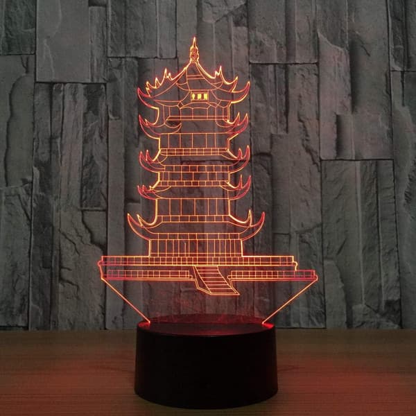 3D Nattlampe Leifeng Pagode Form 3D Nattlampe Tårn Lampe