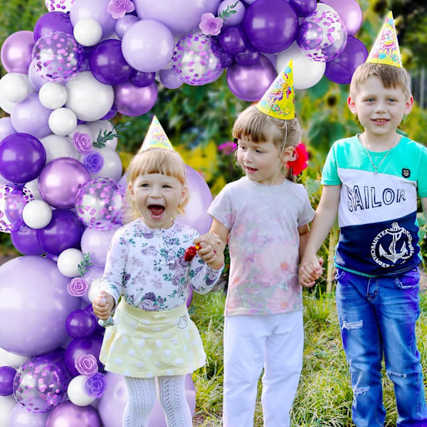 Violetti ilmapallokaari-sarja, laventelinvioletti ja valkoinen ilmapallokaari-sarja, violetit metalli- ja konfettipallonit vauvakutsuihin, tyttöjen syntymäpäiville, h Purple