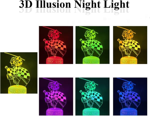 3D Illusion Anime Lampe til Børn, Farveskiftende Natlamper