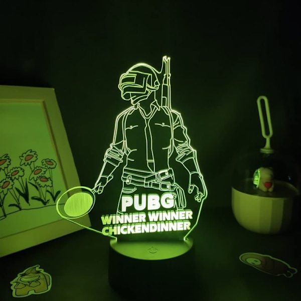 King PUBG lampa 3D Illusion Nattljus, Fjärrkontroll Bord