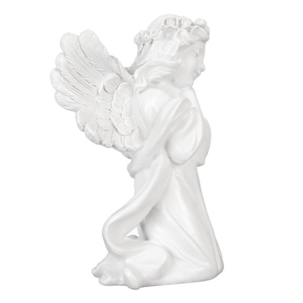 Harpiks Bedende Engel Figur Hvid Bøn Pige Vinkel Ornament Hold Kind Vinger Cherubs Skulptur til Bogreol Soveværelse Bryllupsdag Jubilæum