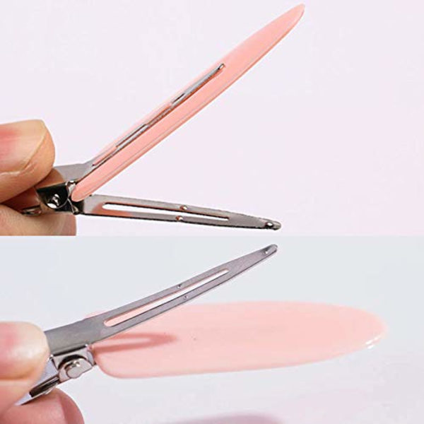 6 stk. hårklemmer uten bøy, ingen brette hårklemme for frisering, sminkeklemmer for kvinner og jenter Black&Pink