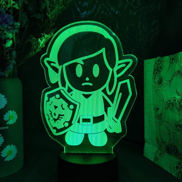 Pojkar Flickor Sovrums Dekoration Link's Awakening 3D Illusion Lampa Barn Nattlampa Spelkaraktär LED Ljus Julgåva Rum Dekoration Sovlampa 16 Färger R