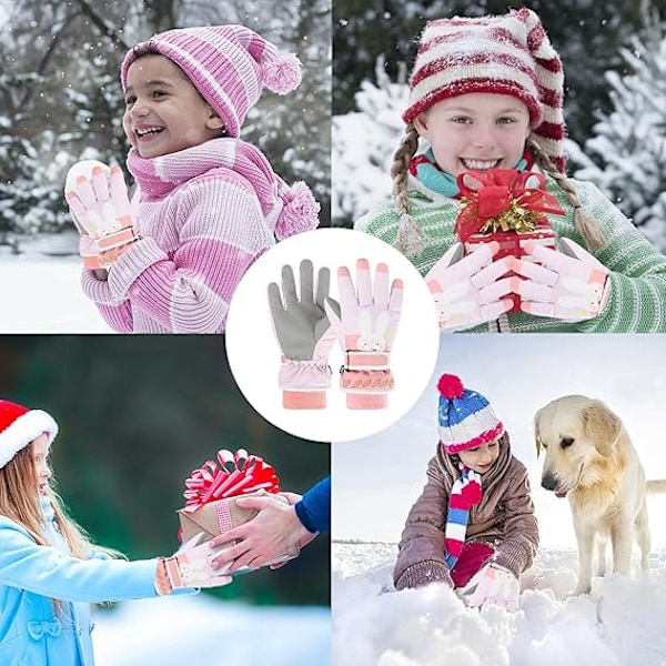 Barnens Skidhandskar Vinter Snöhandskar Vattentäta Vinter Varma Handskar för Snowboard, Sledding, Varma Handskar för pojkar och flickor Pink S