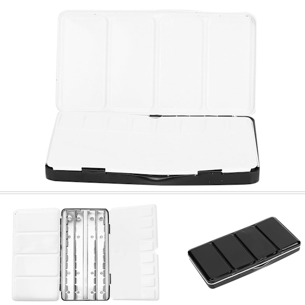 Tinplate Akvarelkasse Sort Anti-Skrid Maling Pigment Etui Palet Maling Tilbehør