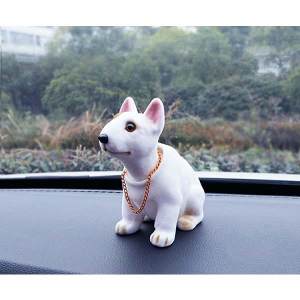 Dashboard Head Dogs Nodding Heads Car Dash Ornaments Puppy for Car Vehicle Decoration (Bull Terrier)