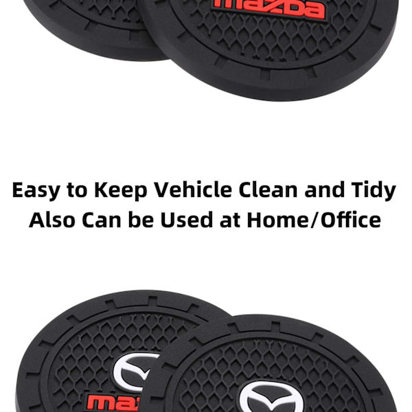 Bilinredning Tillbehör för Mazda Cup Holder Insert Coaster - Silikon Anti Slip Cup Mat för Mazda 3 6 CX-3 CX-5 CX-9 MX-5 (Set om 2, 2,75\" Diameter)