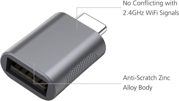 USB C til USB-adapter, USB-C til USB 3.0-adapter, USB Type-C til USB, til USB-hunn-adapter (romgrå)