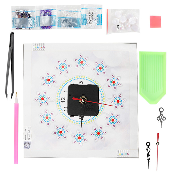 Diamantmålning Klocka Kit Tyst DIY Hängande Hantverk Vardagsrum VäggdekorationerDZ247