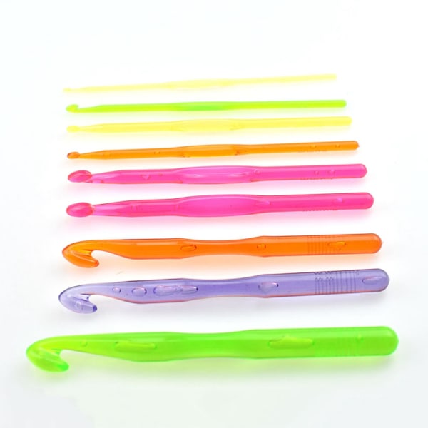 9PCS Multicolor Hæklede Nåle Plastik Vævning Syning Strikning Nålesæt