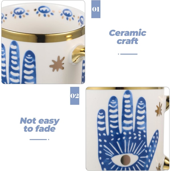 Ondt Øje Keramik Kaffekrus 35 cl Perfekt til Cappuccino Latte Te Øl Varme og kolde drikke, Kaffekopper til hjem og kontor, Opvask Palm