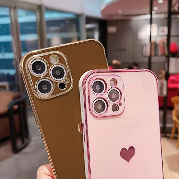Kompatibel med iPhone 12 Pro Max Skal Kärlek Hjärta Plätering B