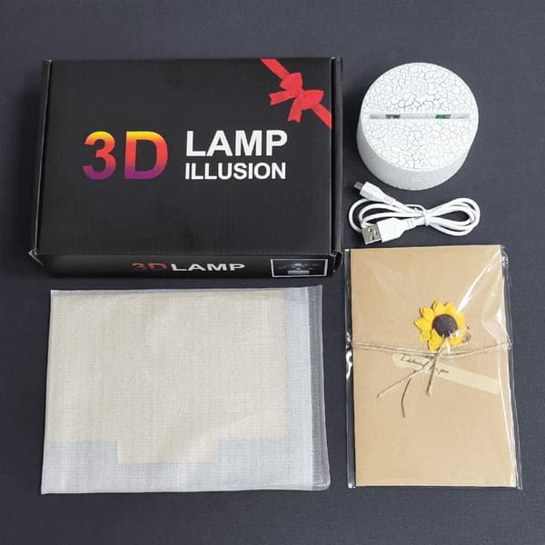 3D Natlampe LED Illusion Skrivebordslampe 7 Farveskift