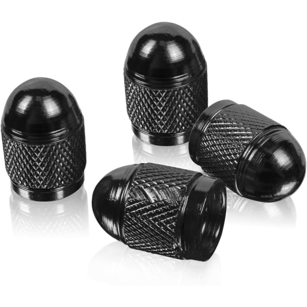 Aluminium Bullet Style Bil Truck Luft Port Cover Däck Fälg Ventil Hjulstam Caps (4-pack) (Svart)