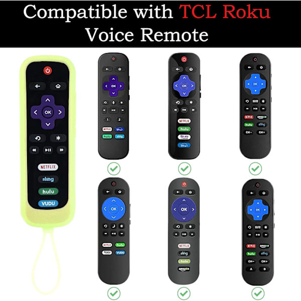 Fjärrkontrollskydd för Roku | 2-pack silikon universal skyddande kontrollfodral för Hisense Roku TV-fjärrkontroll | Onn Roku TV | Roku Streaming Stick | Roku E