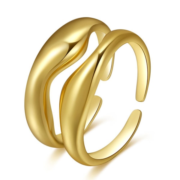 18K tumöppna ringar för par, guldpläterade staplingsbara