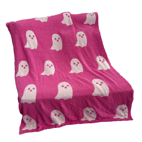 Spøgelser Tæppe Blødt Komfortabelt Åndbart Halloween Kast Tæppe til at Se TV Camping Pink 130x180cm/51x71in 1000g/35.3oz
