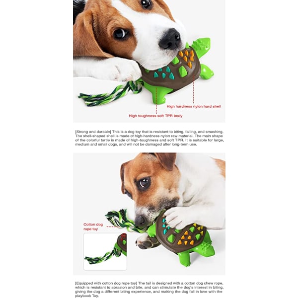 Tuggleksak för hund, färgglad sköldpadda hund multifunktionell kindtandborste