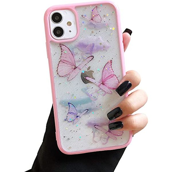 Kompatibel med iPhone 12 Fodral, iPhone 12 Pro Fodral, Butterf