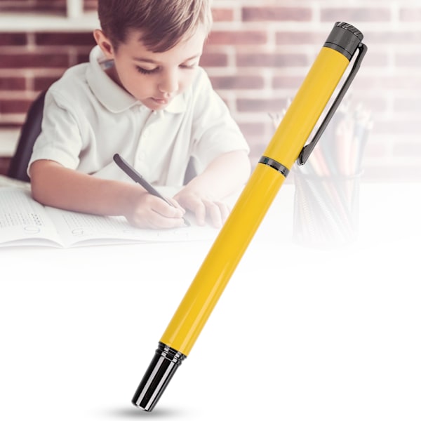 Metallisk fontänpenna för studenter, kalligrafi, skolmaterial, present, 0,5 mm spets, gul