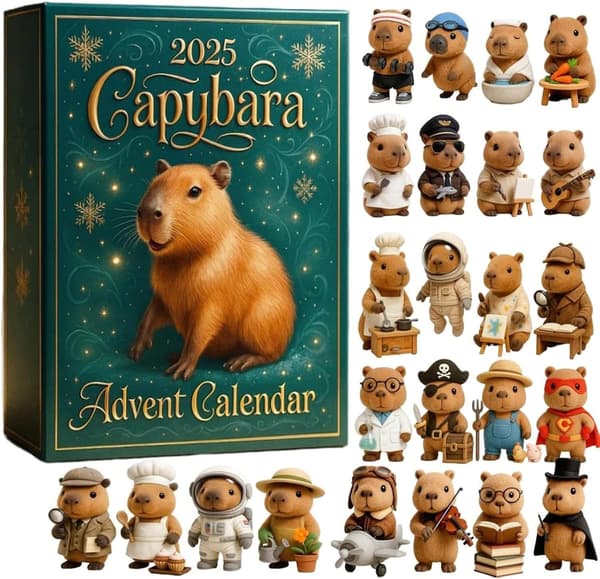 2025 Capybara Julekalender - 24 dages julekalender med 24 Capybara-pynt, daglig overraskelse 2D akryl Capybara