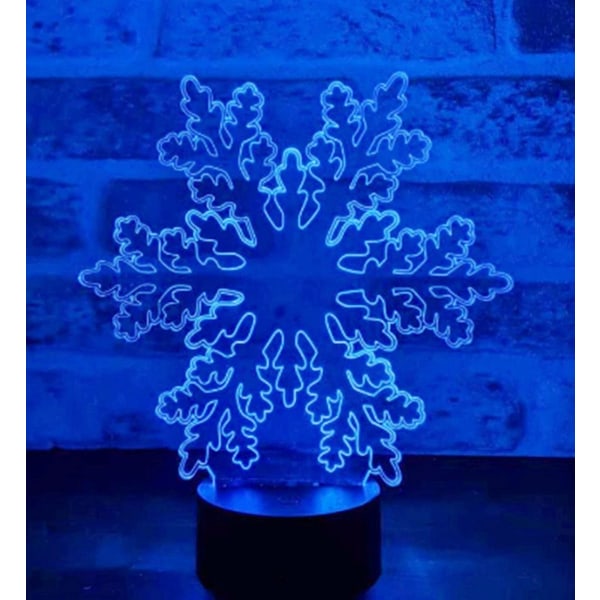 3D Snowflake Night Light Lamp Illusion 7 Color Changing Touc