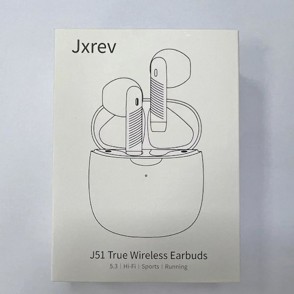 Trådløse ørepropper, Bluetooth 5.3 hodetelefoner i øret med støydempende mikrofon, ørepropper stereobass, IP7 vanntette sportsøretelefoner, 32H spilletid USB C White