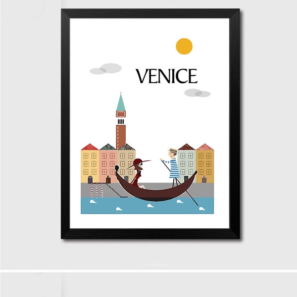 Minimalistisk Stadslandskap 1 Väggkonst Canvas Print affisch, Enkel Mode Watercolo