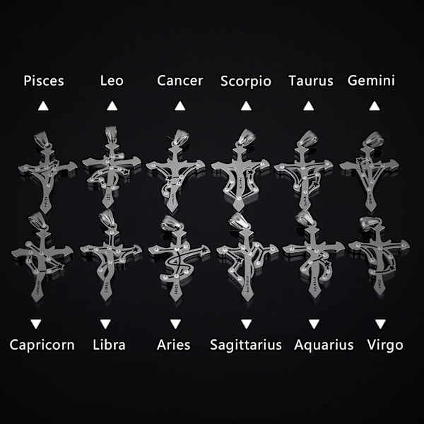 Wekity herr rostfritt stål CZ horoskop zodiak 12 konstellation