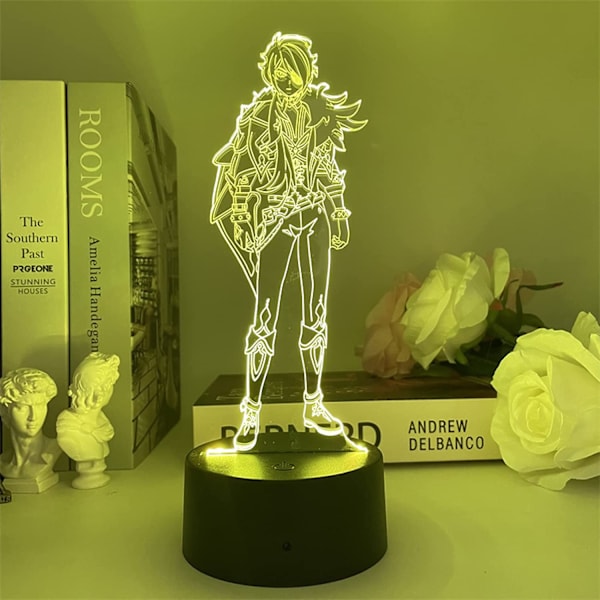 3D-lampa för barn Genshin Impact Kaeya Cosplay nattlampa 3D LED-illusionlampa Spel för sovrumsdekoration Atmosfäriska nattlampor Touch 7 färger