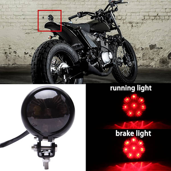 Motorcykel Baglygte 12V Baglygte Bremslys Stoplys Kompatibel Med Chopper Bobber Cafe Racer Cykel