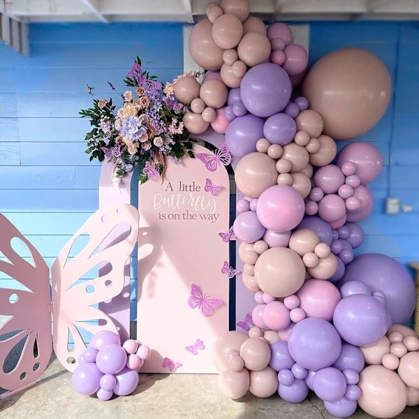 129 stk. Pastel Lilla Balloner Forskellige Størrelser 18 12 10 5 Tommer til Garlandbue, Lyse Lilla Balloner til Fødselsdag Baby Shower Køn Afsløring Bryllup Pastel Purple