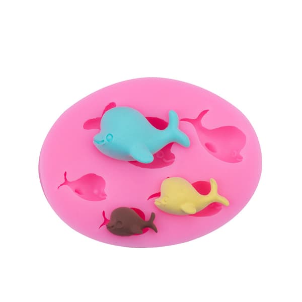 Set med 2 delfin fondantformar val silikon sockerhantverk Mo