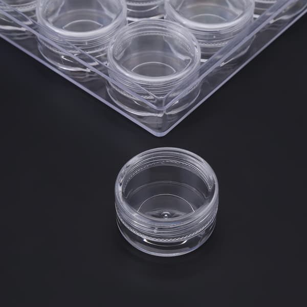 Rektangulär genomskinlig plast smyckespärlor ring förvaringsbehållare låda set (12 runda flaskor)