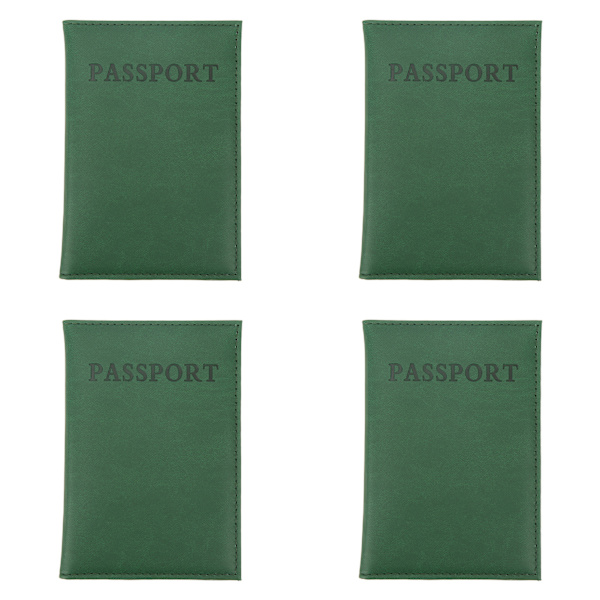 4 stk Passholder Utsøkt Myk Vanntett PU Lær Pass Oppbevaringsholder Deksel Lommebok for Reise Mørkegrønn