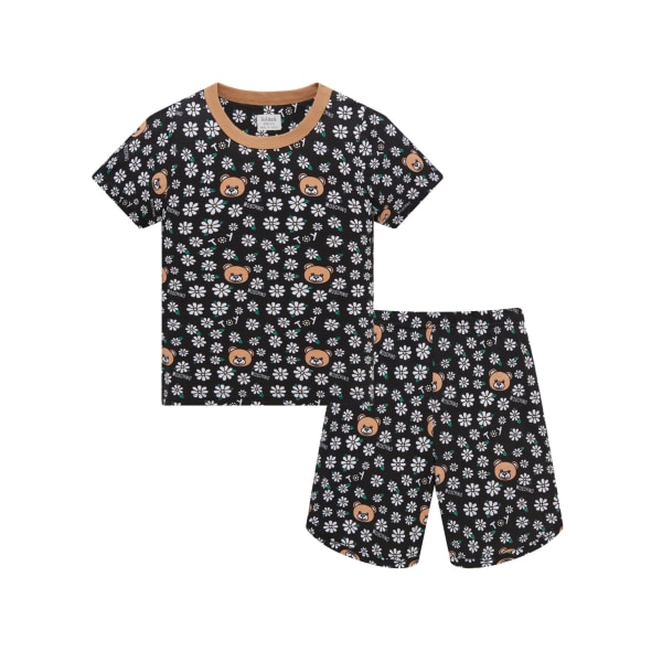 Pojke och flicka blomma björn pyjamas kort set M(P1025D)