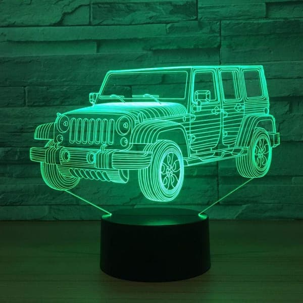 Pojkar Flickor Anime 3D LED Bil Nattljus Gradient Jeep Form