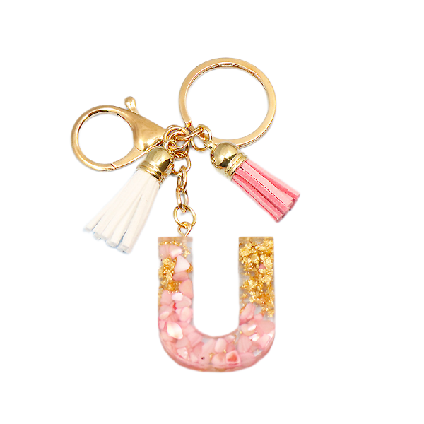 Söt initial nyckelring A-Z bokstav glittrande glitter nyckelring P U